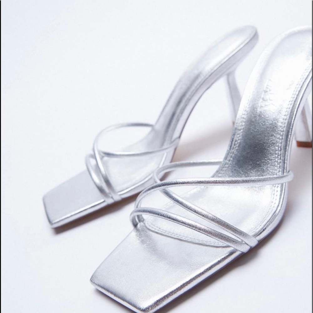 Zara Metallic Strappy Sandals